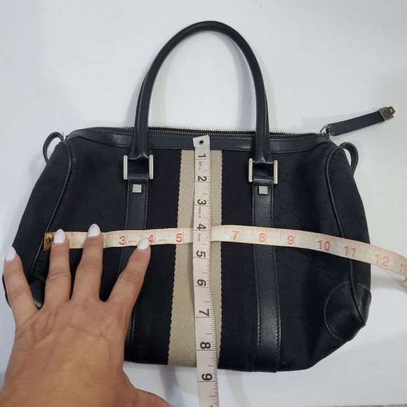 Gucci authentic small Boston hand bag black web & matching planer wallet - Picture 9 of 16